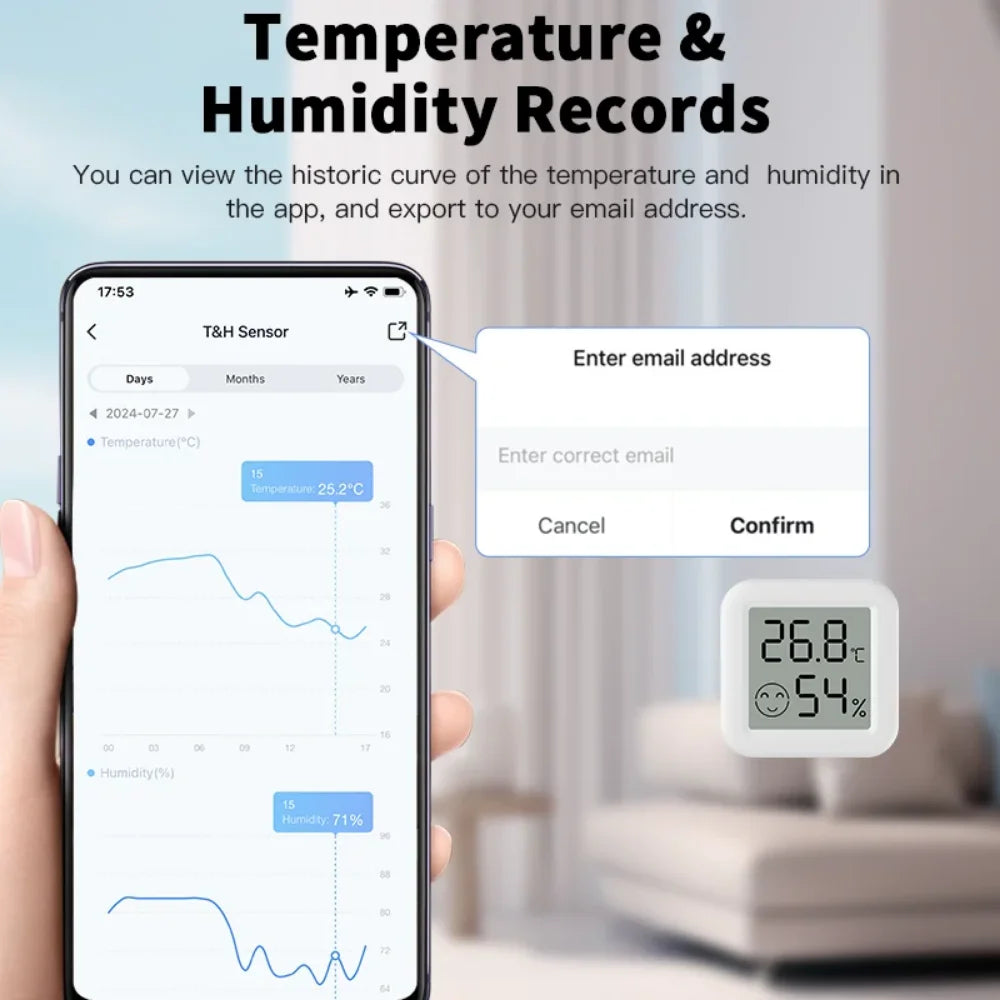 Tuya Zigbee 3.0 Temperature Humidity Sensor APP Remote Control Thermometer via Smart Life for Smart Home Work with Yandex Alexa