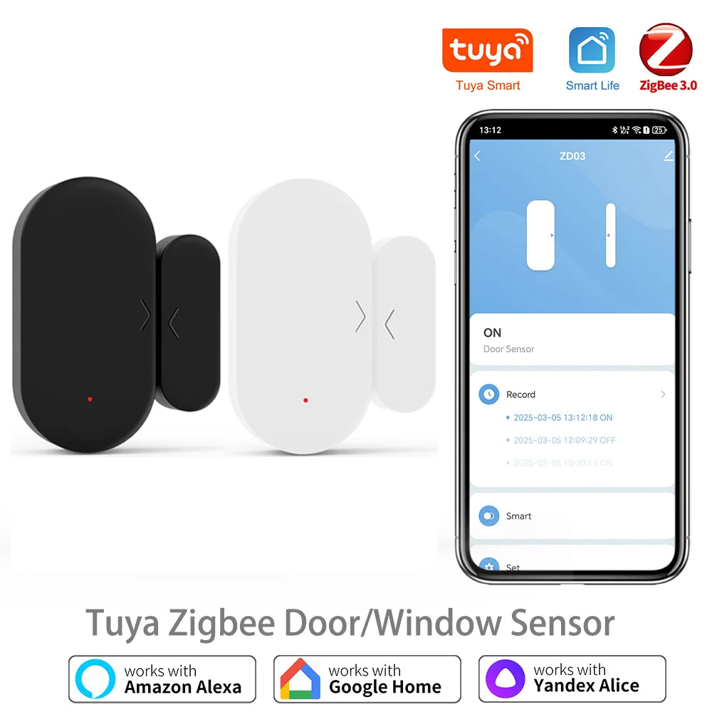 Zigbee 3.0 Tuya Door Sensor Window Sensor Home Security for Smart Home Smart Life APP Compatible with Alexa Google Assistant