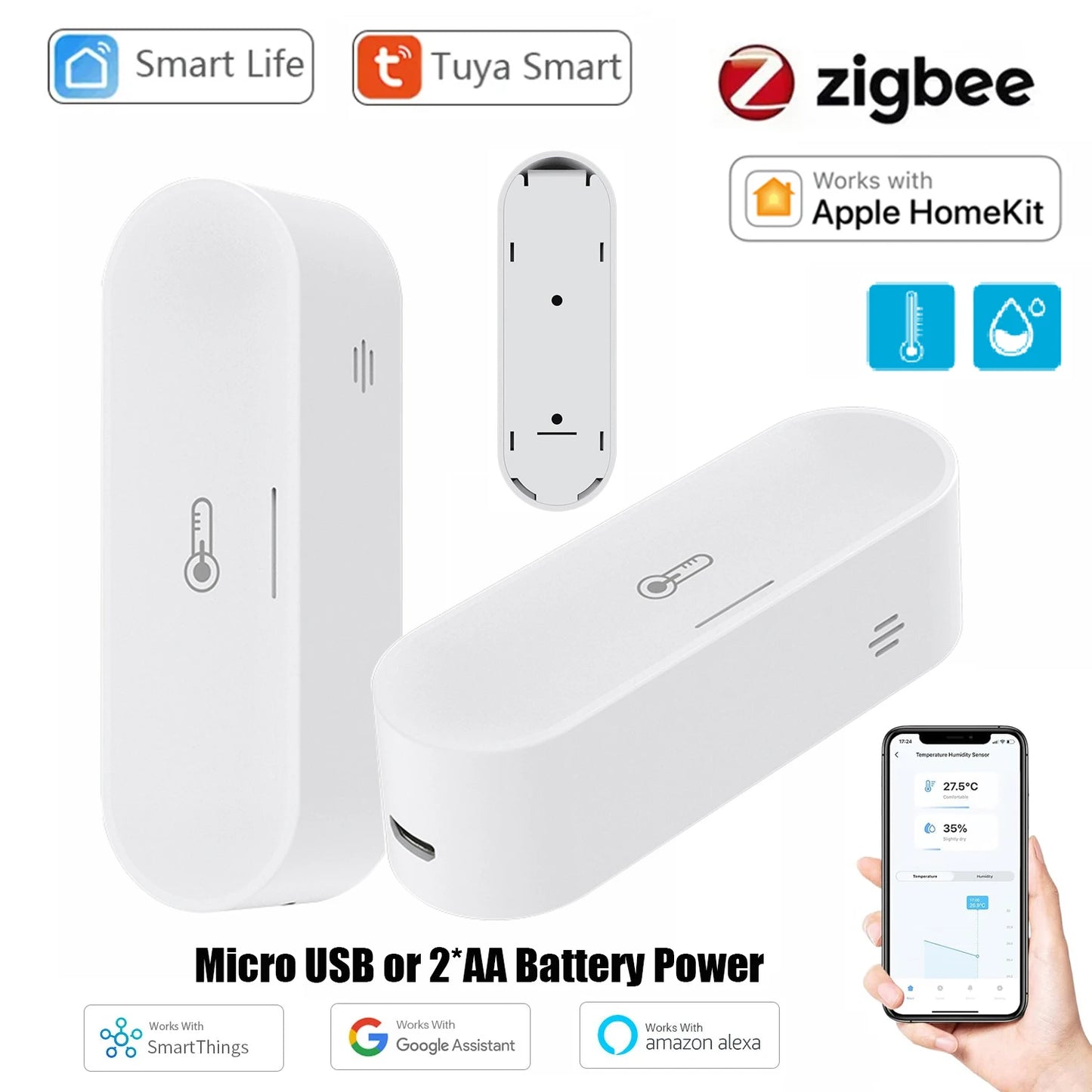 Revolutionize Your Home with the Tuya Zigbee Smart Temperature and Humidity Sensor – Seamlessly Works with HomeKit, Alexa, and Google Home