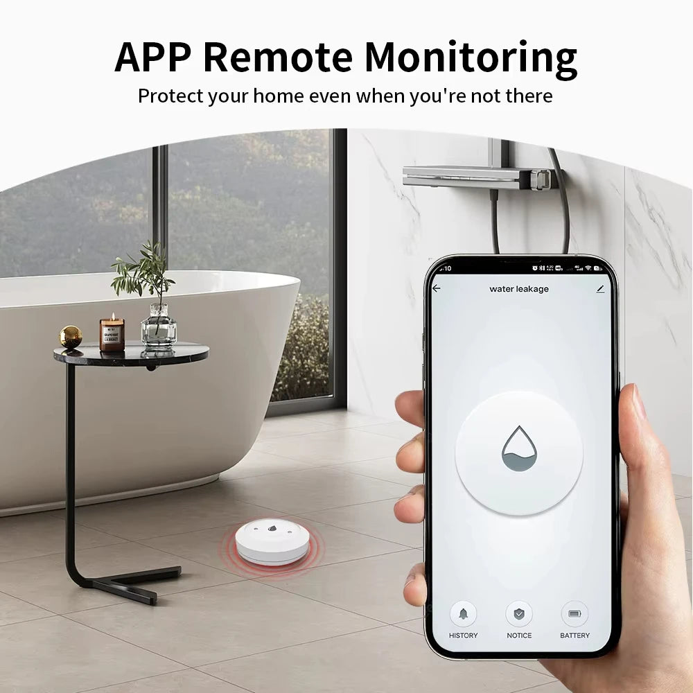 For Tuya Zigbee Smart Water Leak Sensor Flood Leakage Sensor Overflow Level Detector Remote Monitor Home Assistant Zigbee2Mqtt