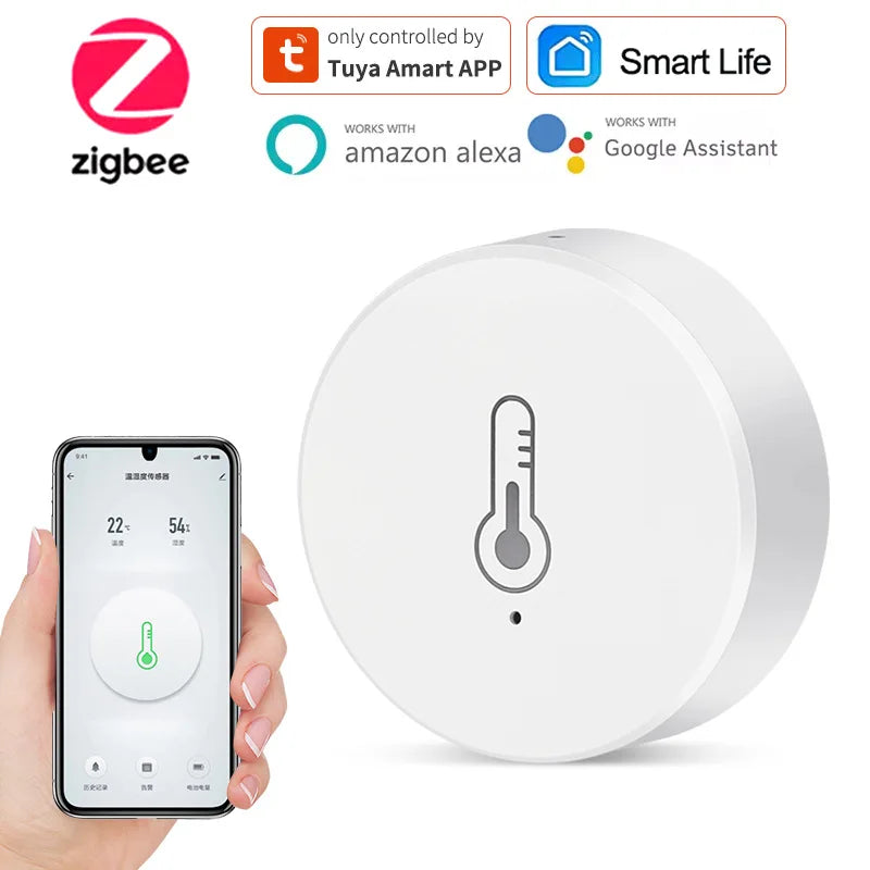 Real Time Tuya Smart Life Zigbee Temperature and Humidity Sensor Thermometer Monitor Work for Alexa Google Home Assistant