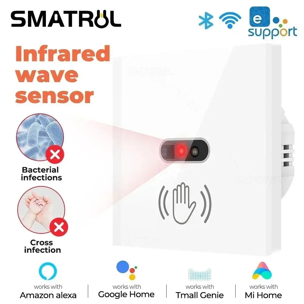 Wifi Infrared Sensor Wall Smart Switch Non-Contact Power Turn on the Light Power on off Lamp with Ewelik Salute Alexa Alice
