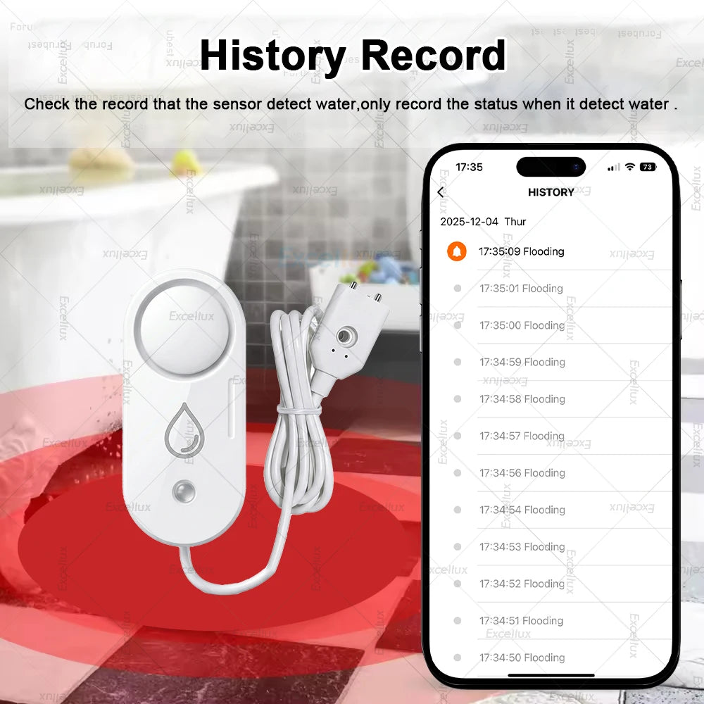 Tuya Zigbee Water Leak Detector 110Db Siren Alarm Alert Flood Water Leakage Sensor for Kitchen/Bathroom Support Smart Life Z2M