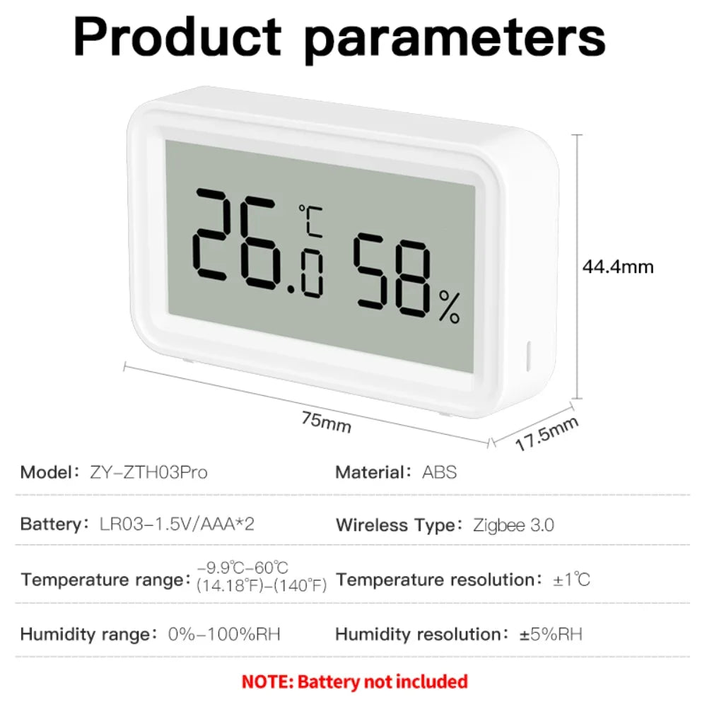 Tuya Zigbee 3.0 Temperature Humidity Sensor Smart Home Automation APP Remote Connect Work with Alexa Google Home Assistant