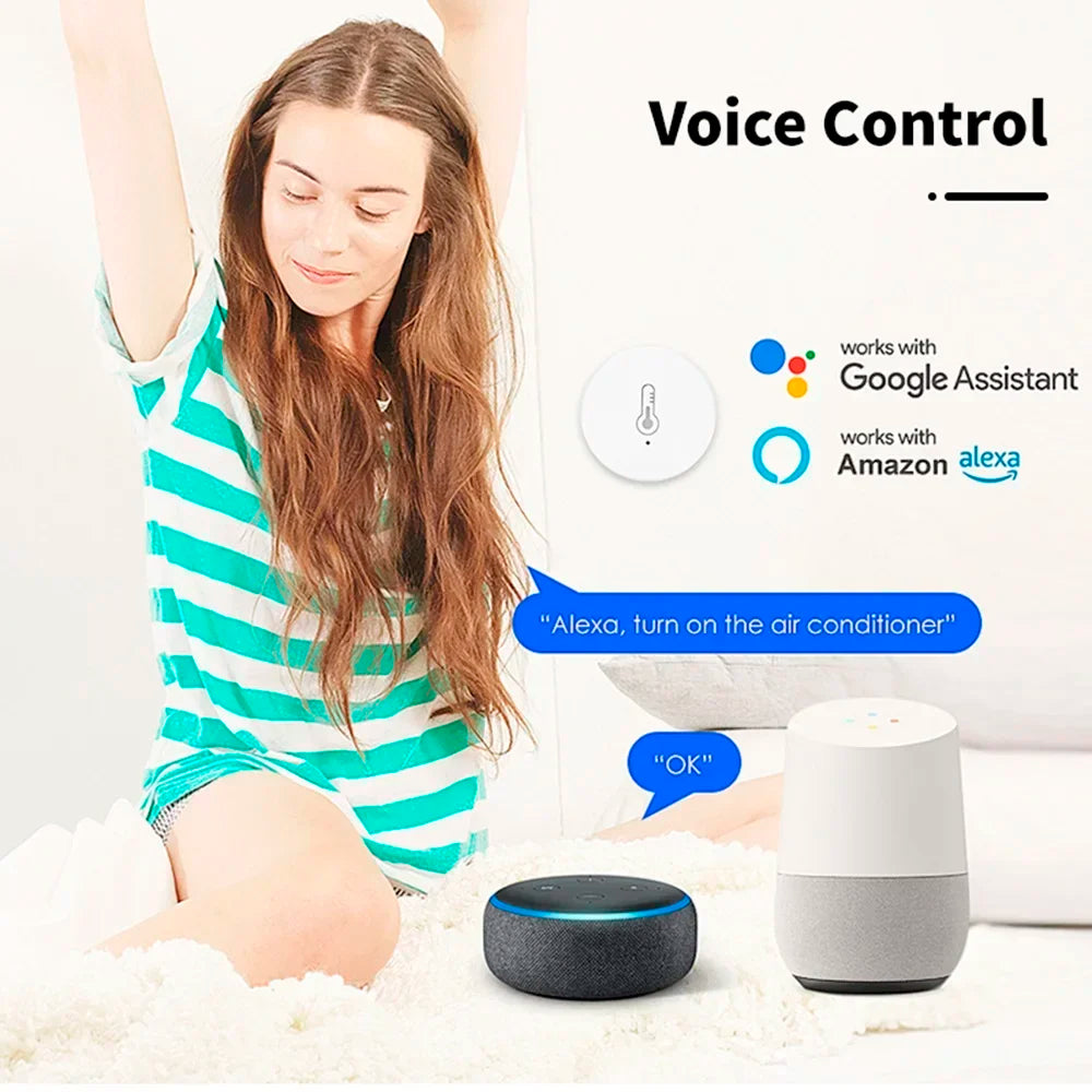 Tuya Smart Zigbee Temperature and Humidity Sensor Battery Powered Indoor Mini Hygrometer Work with Alexa Google Home