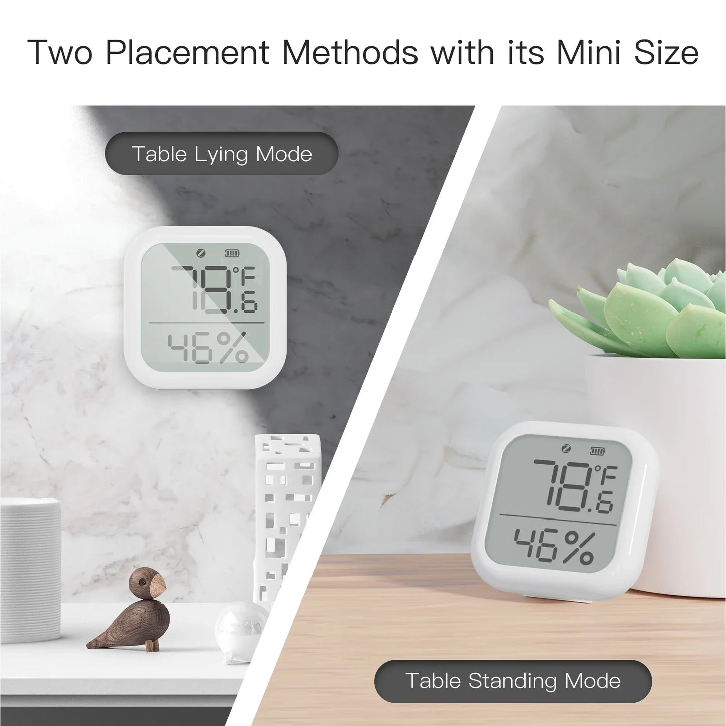 Tuya Zigbee Smart Home Temperature and Humidity Sensor with LED Screen Works with Google Assistant and Tuya Zigbee Hub
