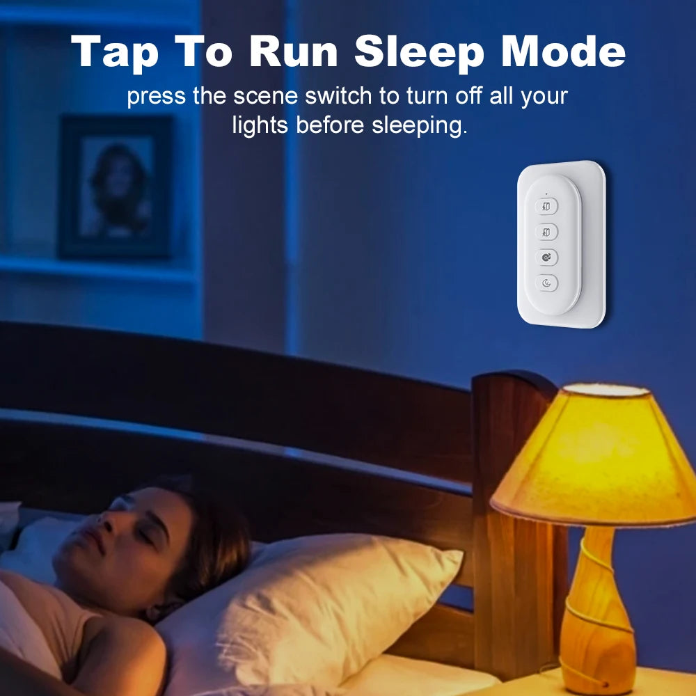 Tuya Zigbee Smart Scene Switch 4 Gang 12 Scene Wireless Push Button Switch Battery Powered Smart Home Automation Scenario Switch
