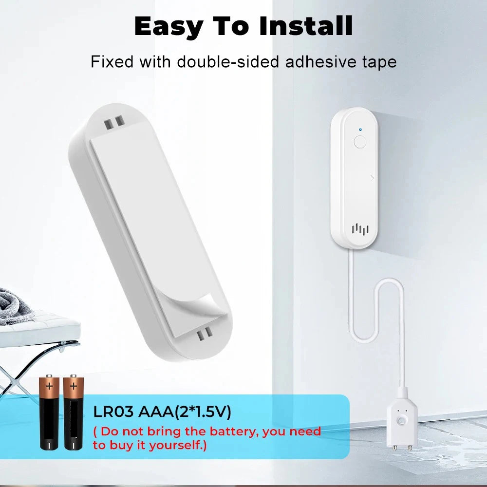 Tuya Smart Wifi Water Leak Sensor Water Overflow Level Detector 80Db Sound Alarm System Flood Leakage Sensor Remote Monitor