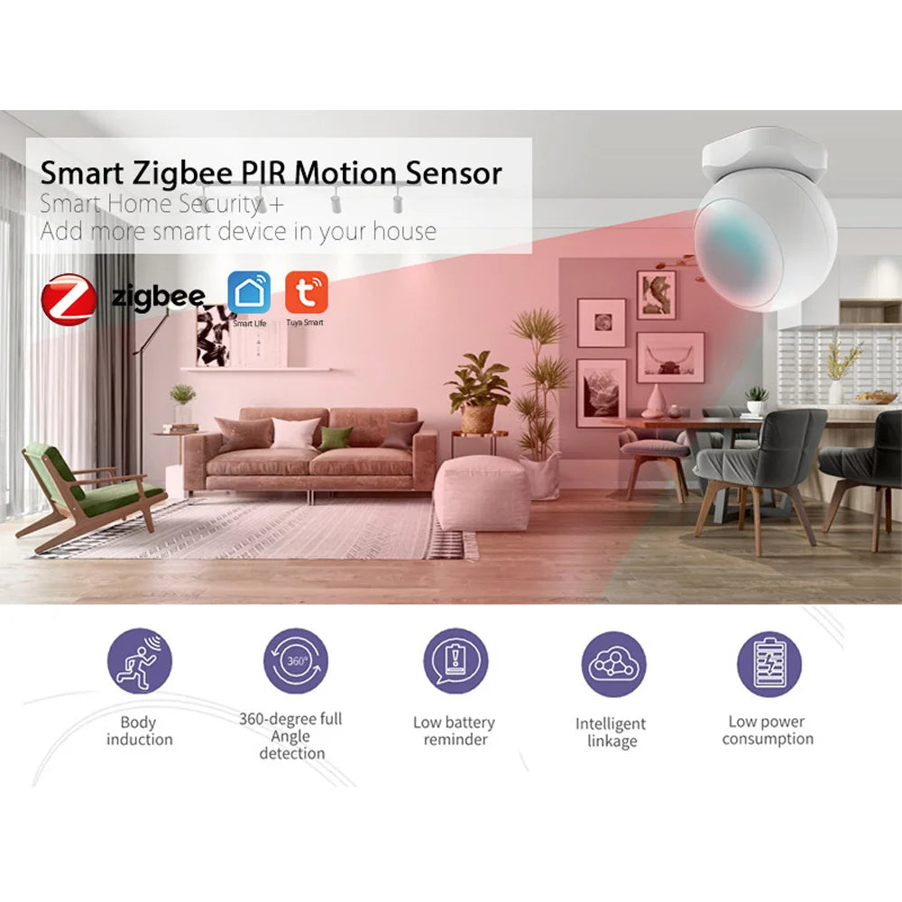 Tuya Zigbee Infrared Detector Wireless Passive Infrared Motion Detect Intelligent Linkage Body Detecting for Home Burglar Alarm