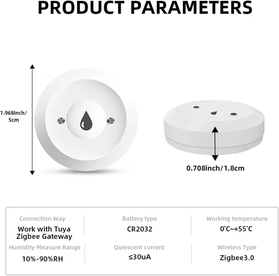 Zigbee3.0 Water Leakage Sensor Water Leak Flood Detector with App Remote Monitoring Ewelink Tuya Smart Life Alert for HA 2Mqtt