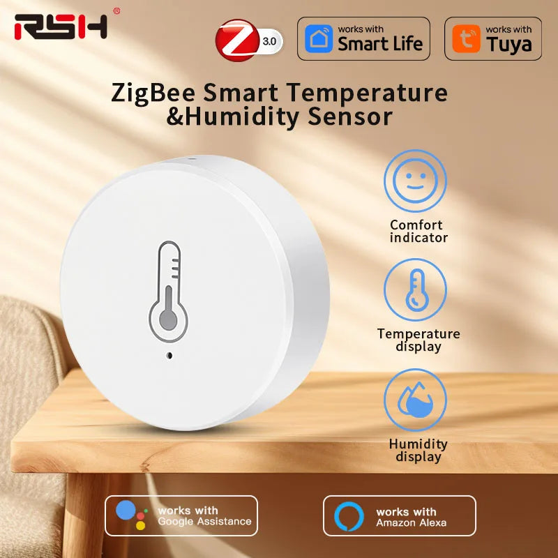 Zigbee Smart Temperature and Humidity Sensor Battery Powered Security Mini Thermometer Hygrometer with Tuya Smart Life App