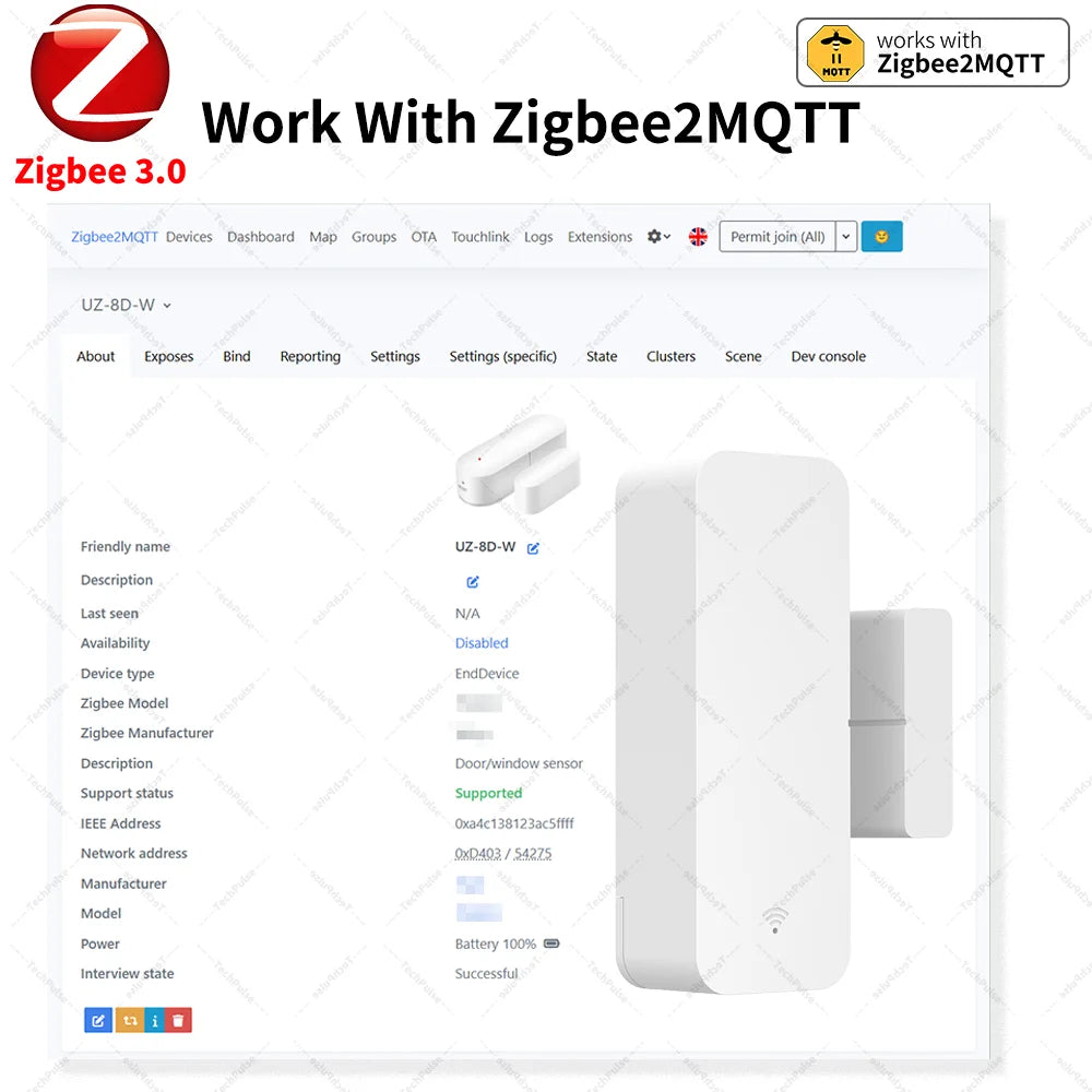 Zigbee 3.0 Sensor Door Window Sensor Contact Sensor Zigbee Hub Required Work with Homeassistant Yandex Alexa Zigbee2Mqtt ZHA