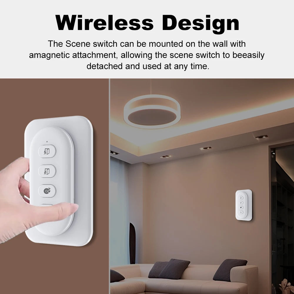 Tuya Zigbee Smart Scene Switch 4 Gang 12 Scene Wireless Push Button Switch Battery Powered Smart Home Automation Scenario Switch