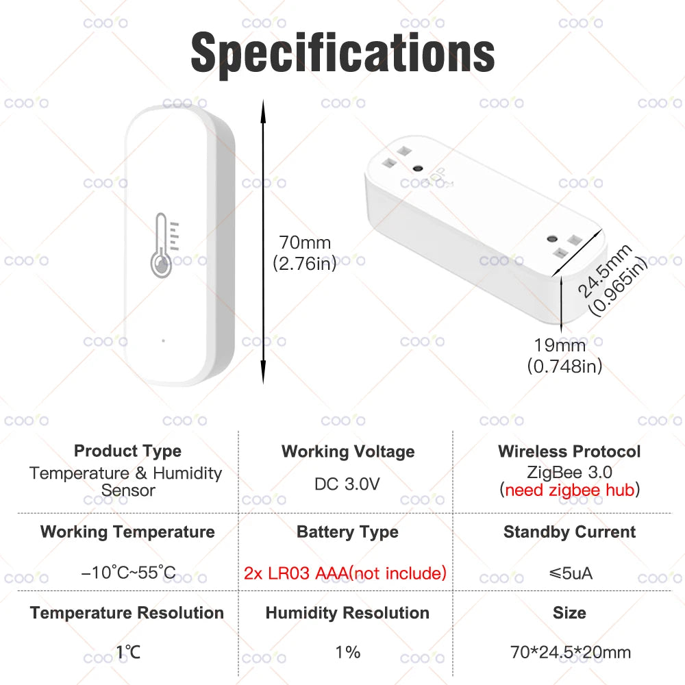Ewelink Smart Zigbee Temperature and Humidity Sensor Smart Home Hygrometer Thermometer Works with Alexa Google Yandex Alice