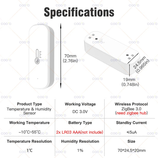Ewelink Smart Zigbee Temperature and Humidity Sensor Smart Home Hygrometer Thermometer Works with Alexa Google Yandex Alice