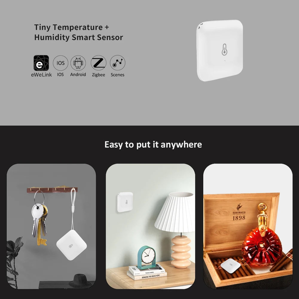 Experience Smart Living with the Zigbee 3.0 Wireless Temperature and Humidity Sensor - Compatible with Ewelink Free APP, ZB Bridge Pro, and ZB Dongle-E