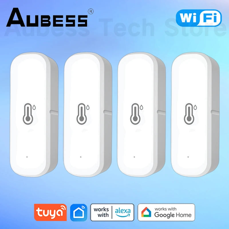 AUBESS Tuya Zigbee/Wifi Temperature Humidity Sensor Home Connected Thermometer Compatible with Smart Life Alexa Google Assistant