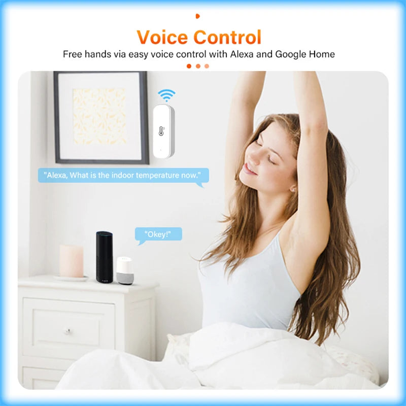 AUBESS Tuya Zigbee/Wifi Temperature Humidity Sensor Home Connected Thermometer Compatible with Smart Life Alexa Google Assistant