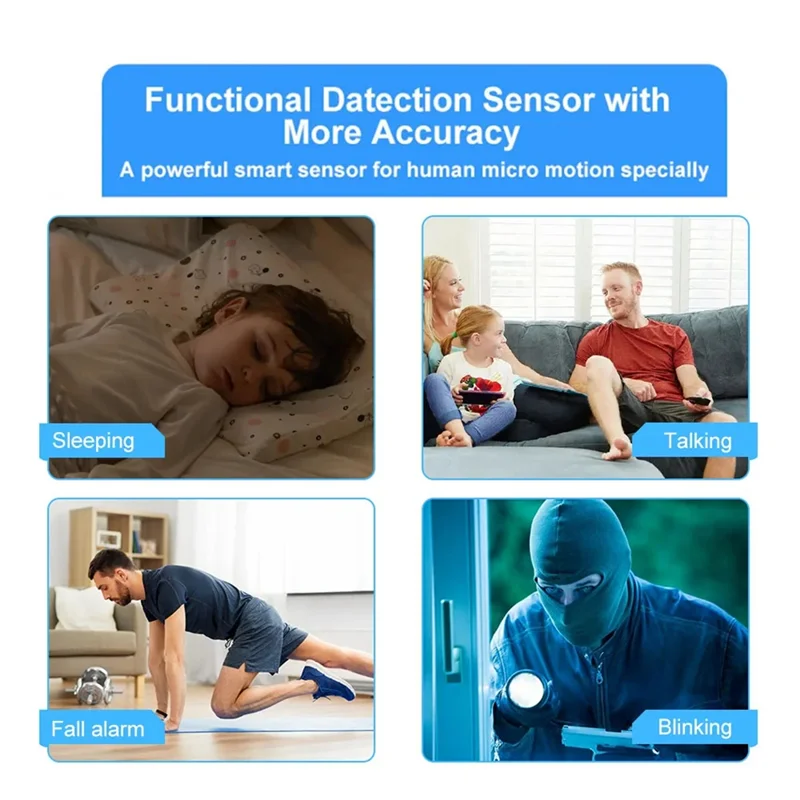 Abmf-Smart Human Presence Sensor Luminance/Distance Detection Tuya Smart Life Home Automation for Alexa with Bracket