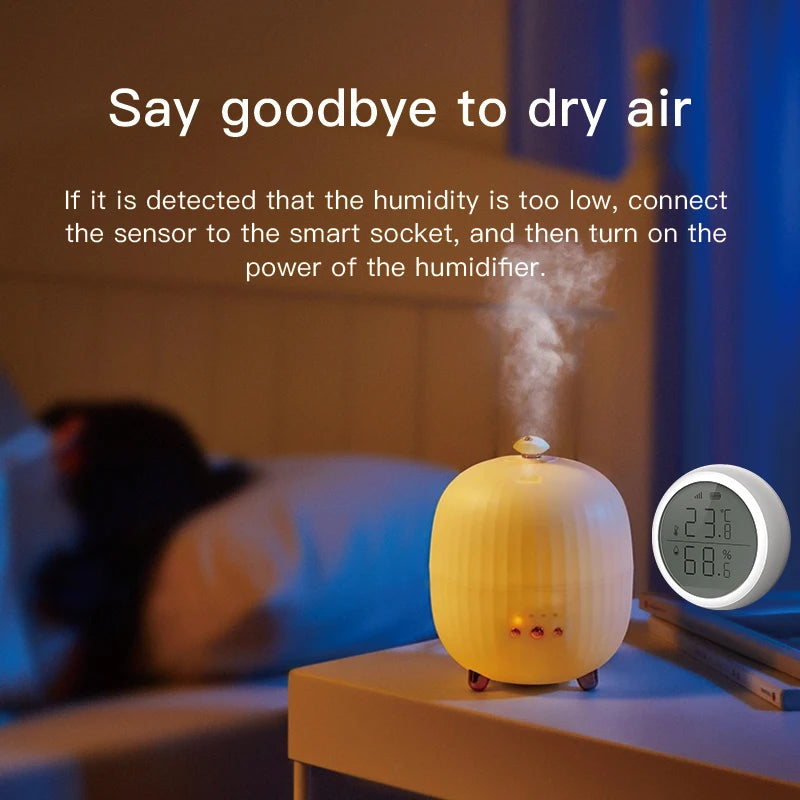 Tuya Zigbee Smart Temperature and Humidity Sensor Home Indoor Thermometer with LCD Display Google Home Alexa Echo Voice Control