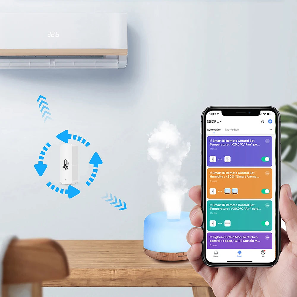 Tuya Zigbee/ Wifi Smart Temperature Humidity Sensor Indoor Hygrometer APP Remote Real-Time Monitoring Works with Alexa Google