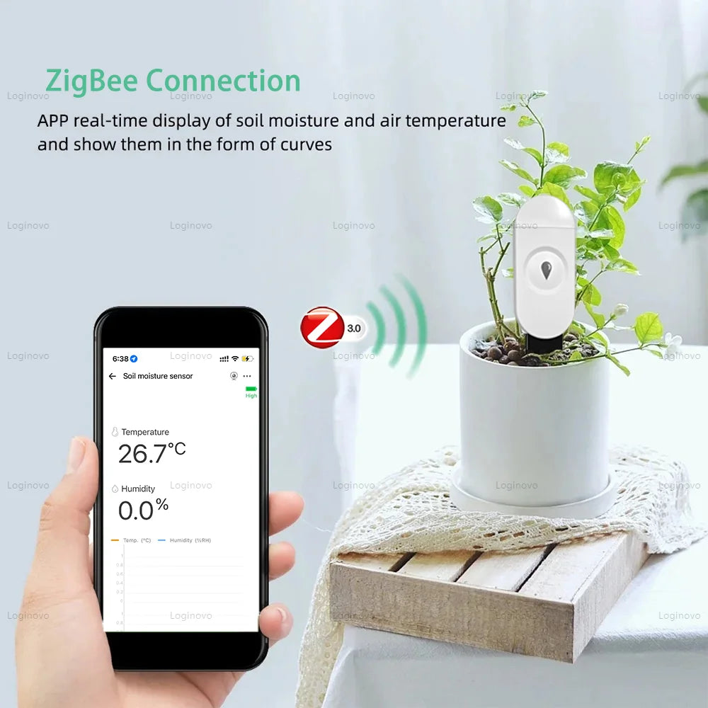 Zigbee Soil Tester Meter Humidity Temperature Moisture Sensor Hygrometer Garden Care Planting Humidity Detector Home Automation