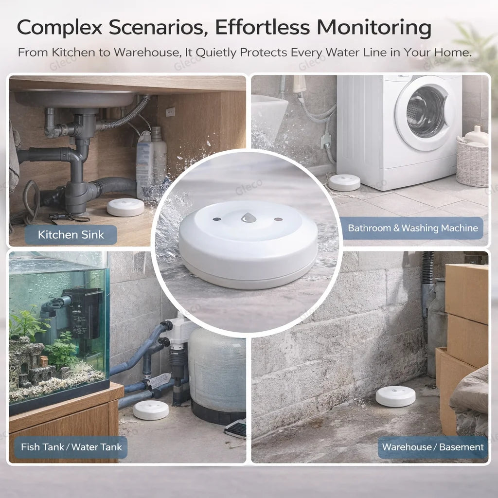 Tuya Zigbee Water Leak Detector Water Flood Sensor Smart Life App 2MQTT Alert Overflow Water Leakage Sensor for Kitchen/Bathroom