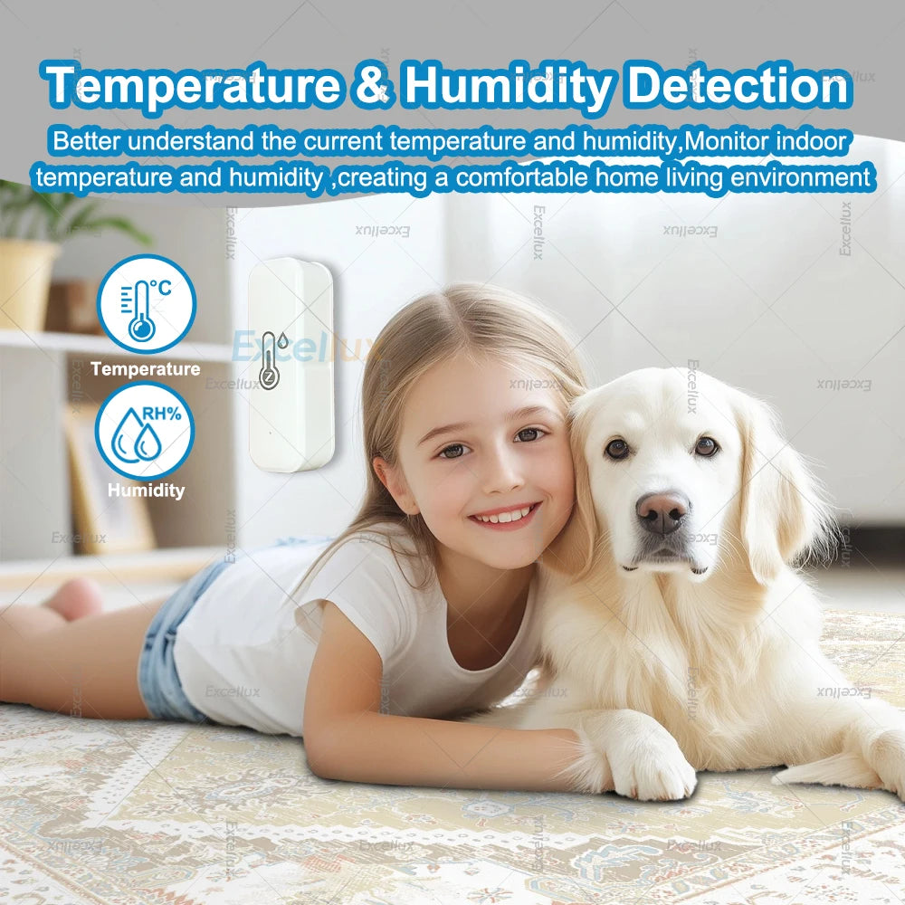 Zigbee Smart Temperature and Humidity Sensor Real-Time App Remote Monitor Home Automation Control System Works with Zigbee2Mqtt