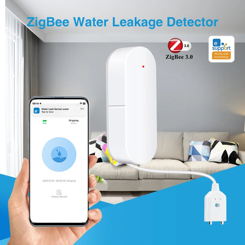 Ewelink Zigbee3.0 Water Sensor Alarm Water Leak Detector Flood Alert Security Alarm System Work with Alexa Google Home Assistant