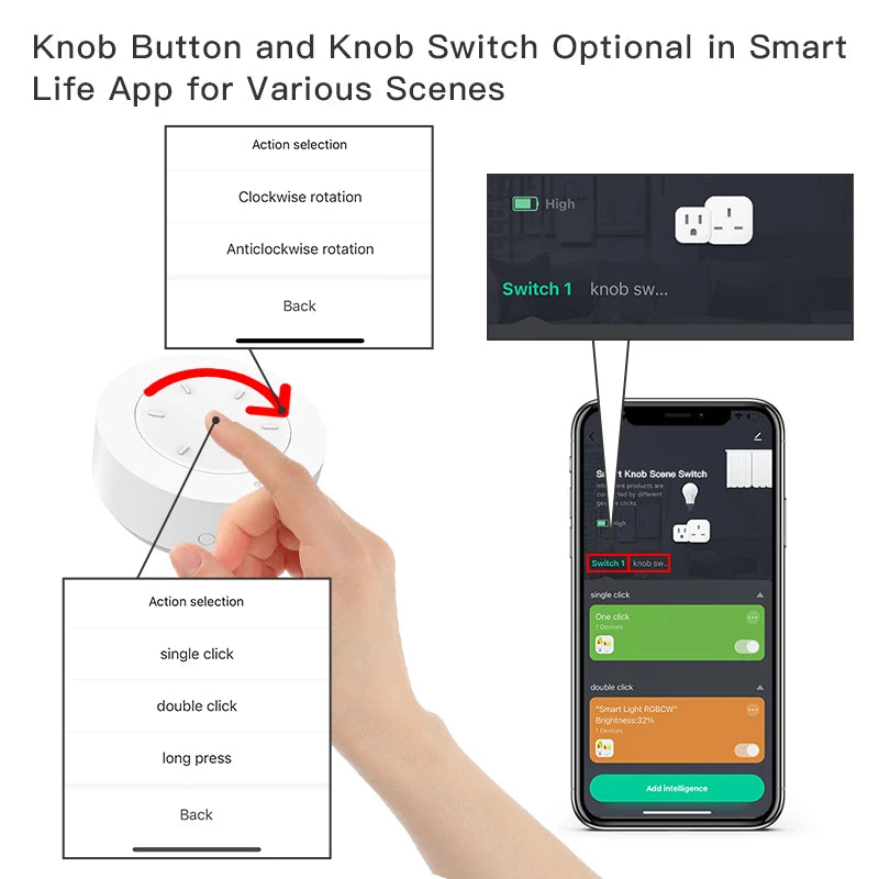 Tuya Zigbee Smart Knob Switch Dimmer Removeable Wireless Scene Linkage Push Button Light Automation Scenarion Remote Panel