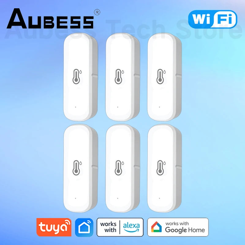 AUBESS Tuya Zigbee/Wifi Temperature Humidity Sensor Home Connected Thermometer Compatible with Smart Life Alexa Google Assistant