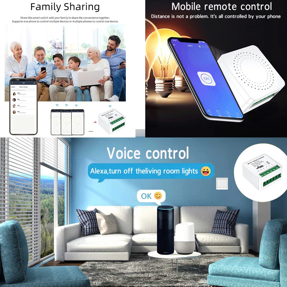 Tuya 16A WIFI Zigbee 3.0 Mini Smart Life APP Remote DIY Timing Relay Wireless Control with Alice, Alexa, Google Assistant