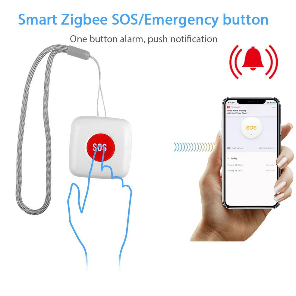 TUYA Zigbee SOS Button Sensor Alarm Elderly Emergency Help Alarm Switch Work with Tuya Zigbee Hub Smartlife App