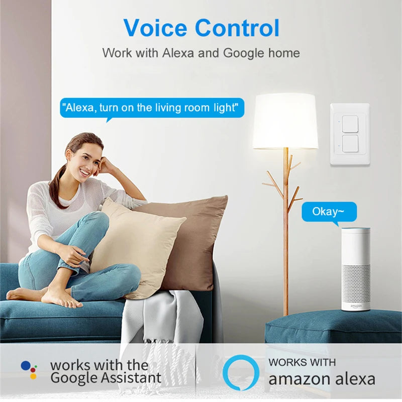 Tuya Zigbee Push Button Switches Physical Smart US AU Brazil Light Wall Switch 1/2/3Gang Timer Voice Control Google Alexa