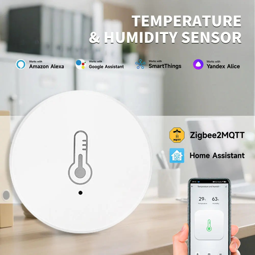 Tuya Zigbee3.0 Z2MQTT Temperature and Humidity Sensor Intelligent Home Hygrometer Z2M Real-Time Monitoring Home Assistant