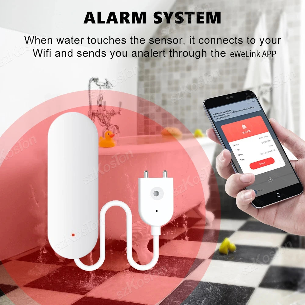 Zigbee Water Leakage Sensor Alarm Water Level Detector Flood Leakage Sensor Ewelink APP Remote Control Security Alarm System