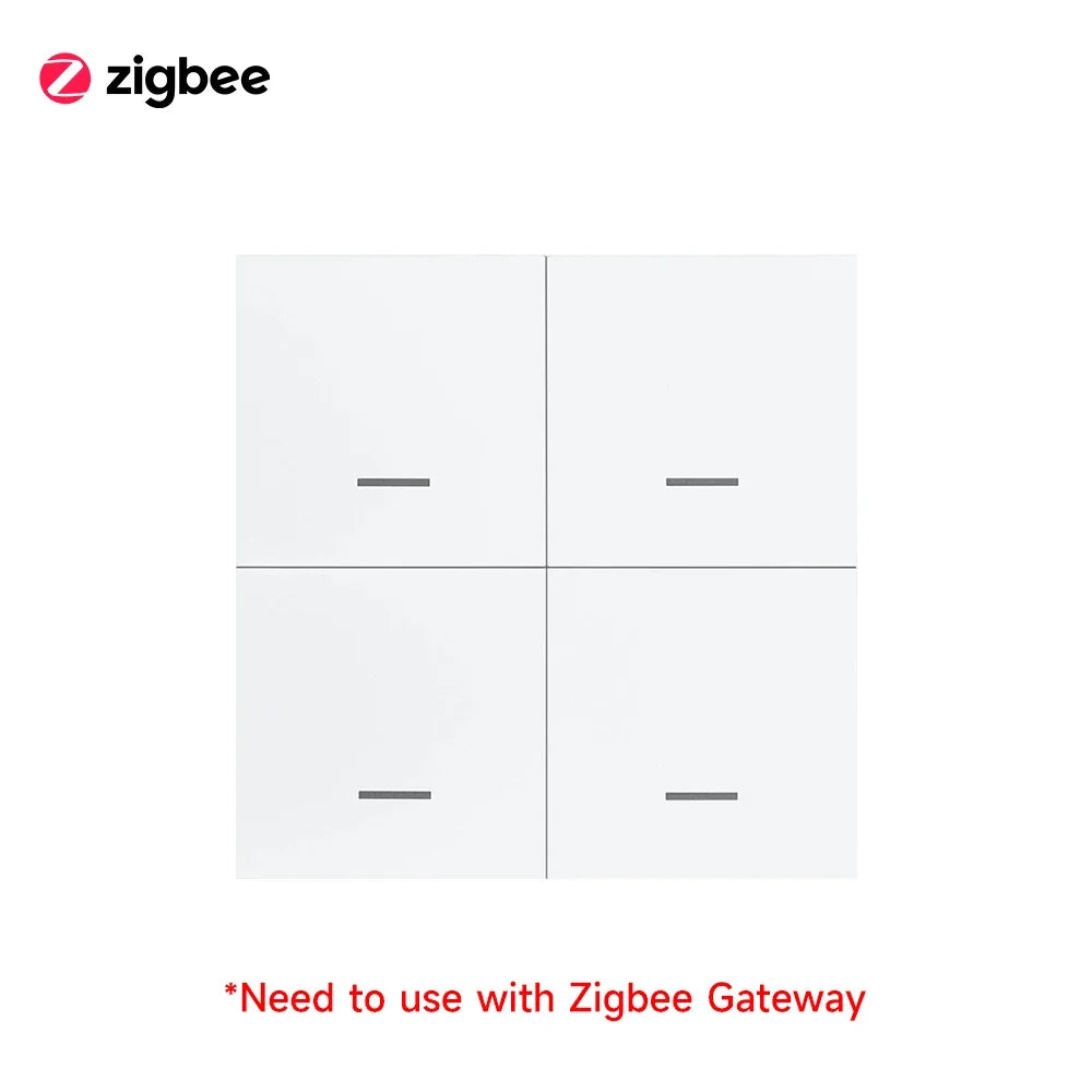 Tuya Zigbee Smart Scene Switch Button 4 Gang Switch Wireless Push Button Controller Smart Home Automation Scenario Switch