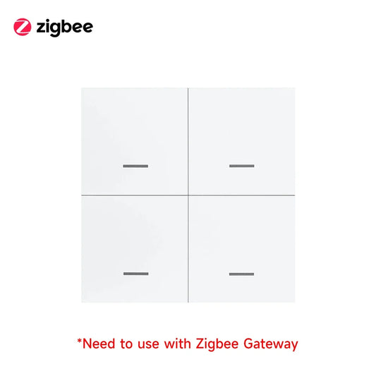 Tuya Zigbee Smart Scene Switch Button 4 Gang Switch Wireless Push Button Controller Smart Home Automation Scenario Switch