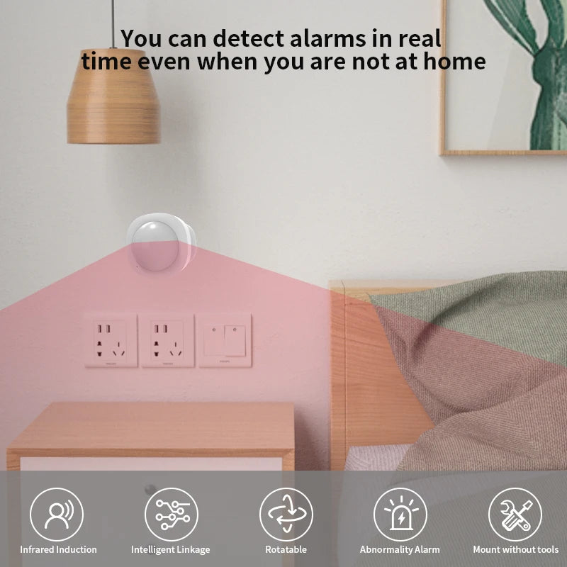 Tuya Zigbee WIFI 120° Adjustable Angle Motion Sensor Pir Infrared Human Body Movement Wireless Detector Google Home Alexa Voice
