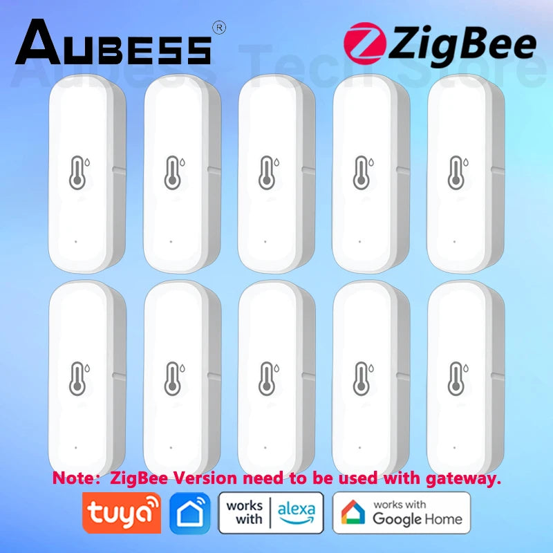 AUBESS Tuya Zigbee/Wifi Temperature Humidity Sensor Home Connected Thermometer Compatible with Smart Life Alexa Google Assistant