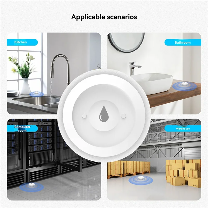 Abjf-Tuya Zigbee Water Sensor Alarm for Home, Detect Leaks & Full Water Tanks with APP Control