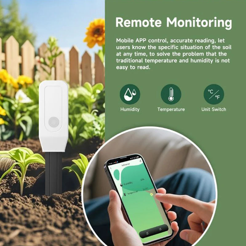 Zigbee Tuya Soil Temperature Humidity Detector Sensor Smart Moisture Tester Monitor Plant Garden Automation Irrigation Detector