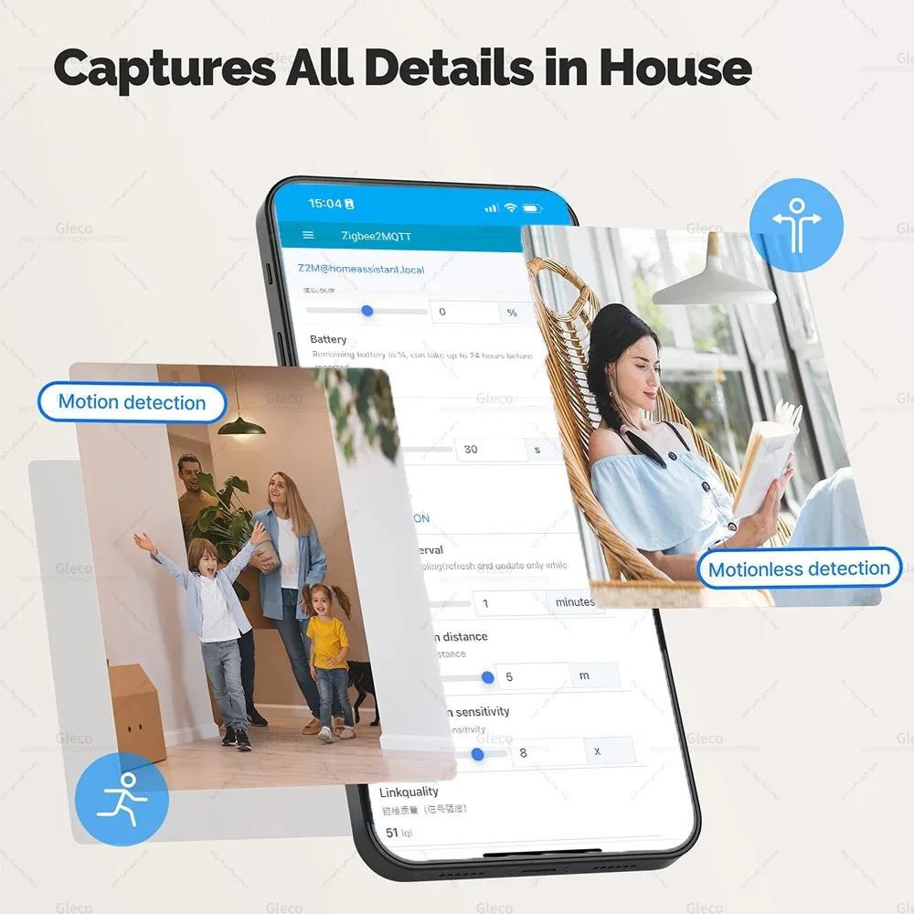 Zigbee Human Presence Sensor PIR Motion Detector Luminance Temperature Humidity Detection App Monitor for TUYA Smart Life Z2M