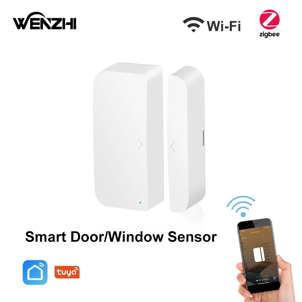 Wifi Zigbee Door and Windows Sensor Magnetic Tuya Smart Life Wireless Home Automatic Security Opening/Close Residential Alarm
