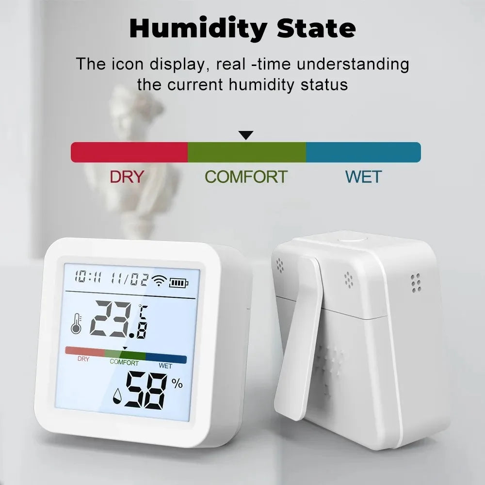 Tuya Zigbee Wifi Temperature Humidity Sensor with Backlight LCD Smart Home Hygrometer Thermometer Detector Support Alex Google