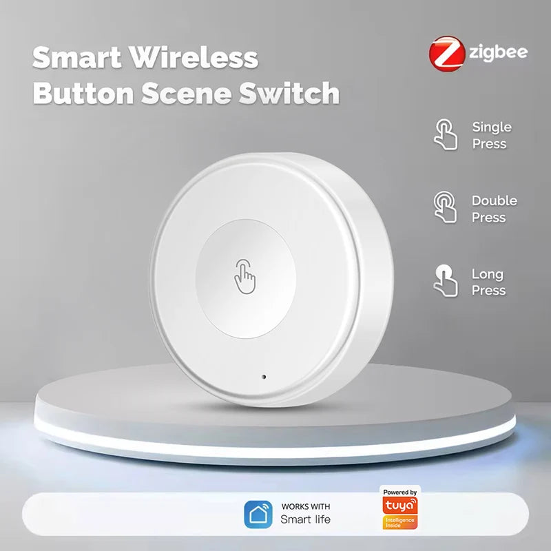 Rechargeable Tuya Zigbee Smart Push Button Wireless Switch Remote Control Automation Scenario Switch Work with Zigbee Gateway