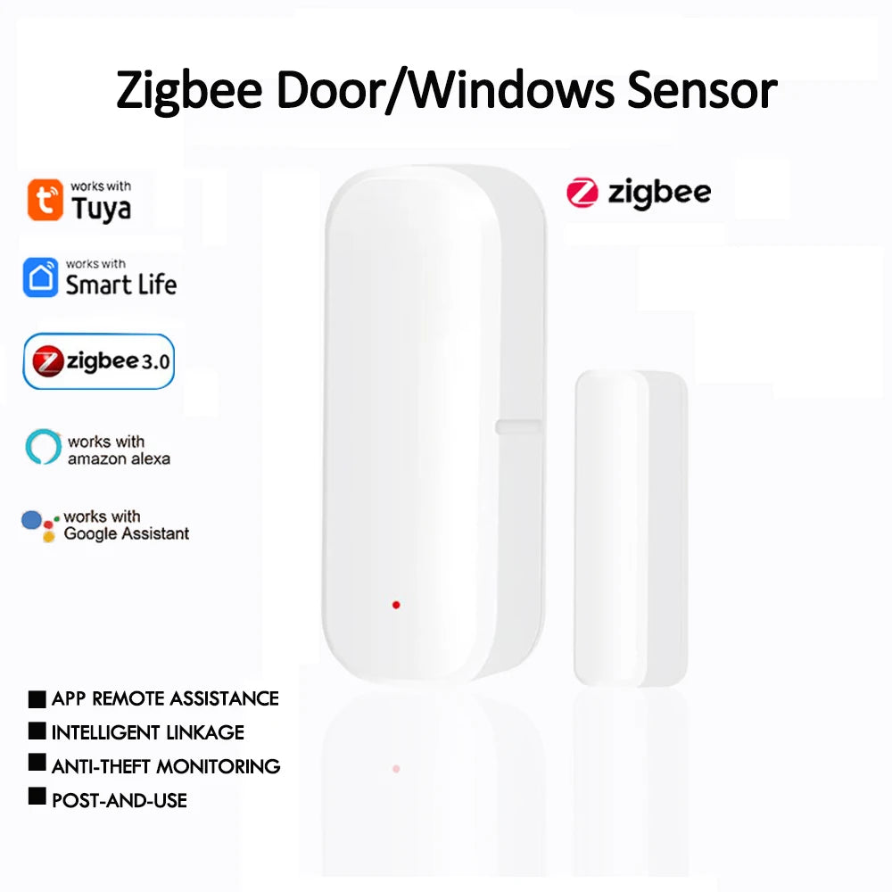 Tuya Zigbee Intelligent Wireless Door and Window Alarm Sensor Intelligent Linkage Sensing ZIGBEE Door Magnetic Alarm Smart Life