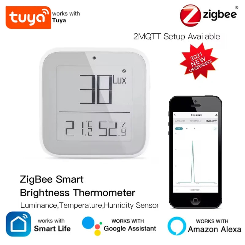 Tuya Smart Zigbee 3.0 Mesh Brightness Thermometer Light Temperature Humidity Detector Sensor Tuya Smart App Control