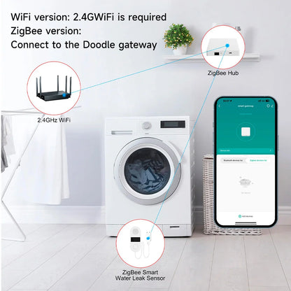 Protect Your Home with the Tuya Wifi Water Leak Detector - 130Db Alarm & App Control for Smart Living