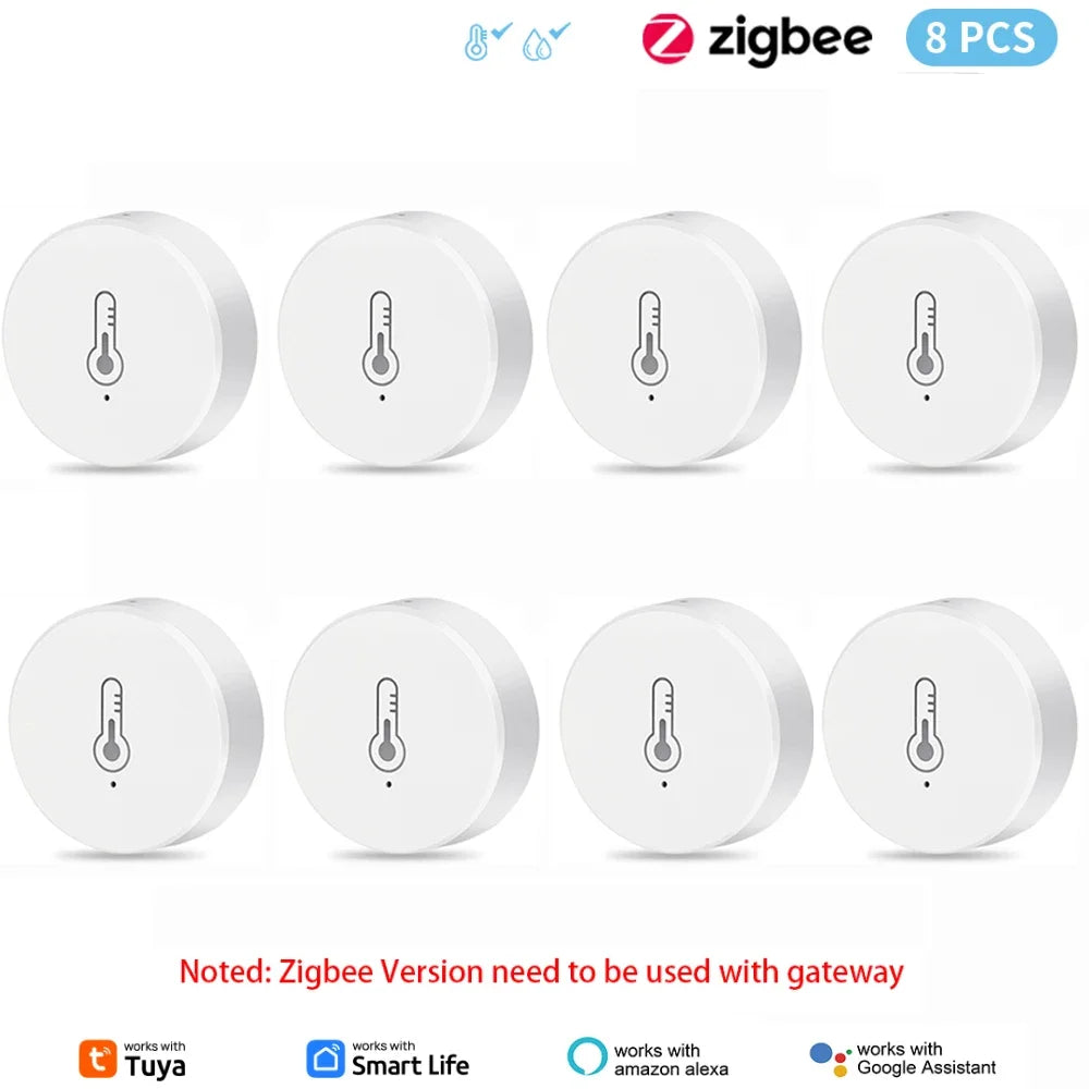 Tuya Zigbee Mini Temperature Humidity Sensor Smart Home Remote Monitor Works with Gateway Alexa Google Home Voice App Control